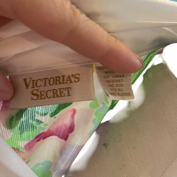 Victorias Secret Vintage Womens Robe One Size Multicolor Floral Print Satin Trim - Picture 6 of 9